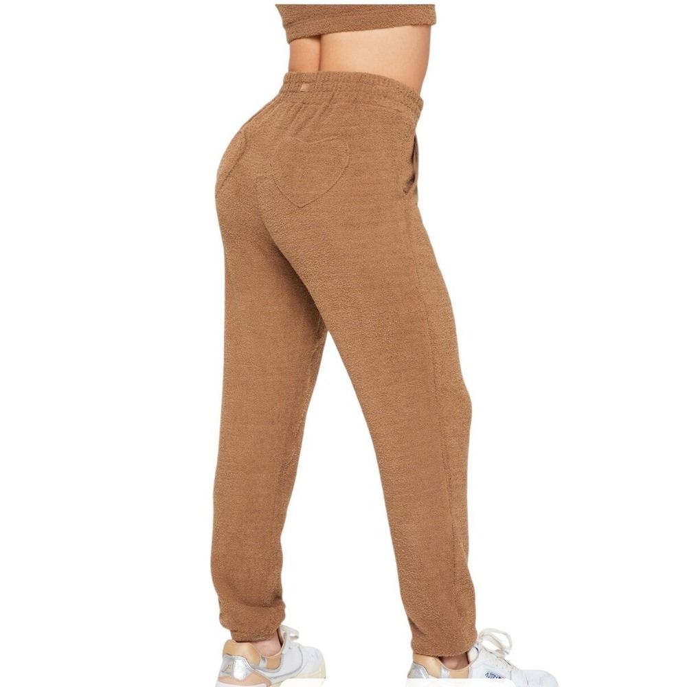 Yitty‎ Lounge Pants Brown Terry Cloth Heart Pocket Elastic Waist XXLarge